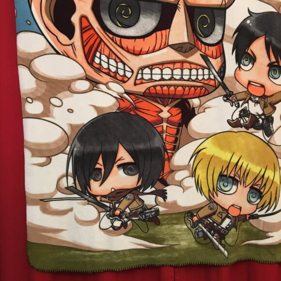 Attack on Titan Anime Chibi Fleece Throw Blanket / 60" x 50" - Picture 4 of 12